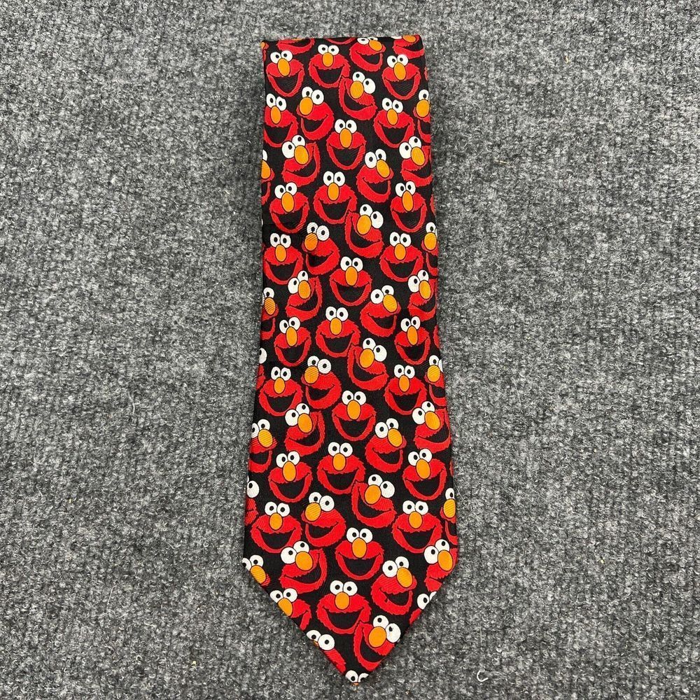 Sesame Street Elmo Designer Silk Necktie All Over Print
